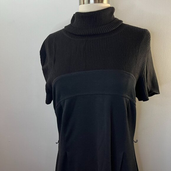 Michael Kors Women's Black Turtleneck Ribbed Upper Dress - Size 8 - Picture 2 of 5